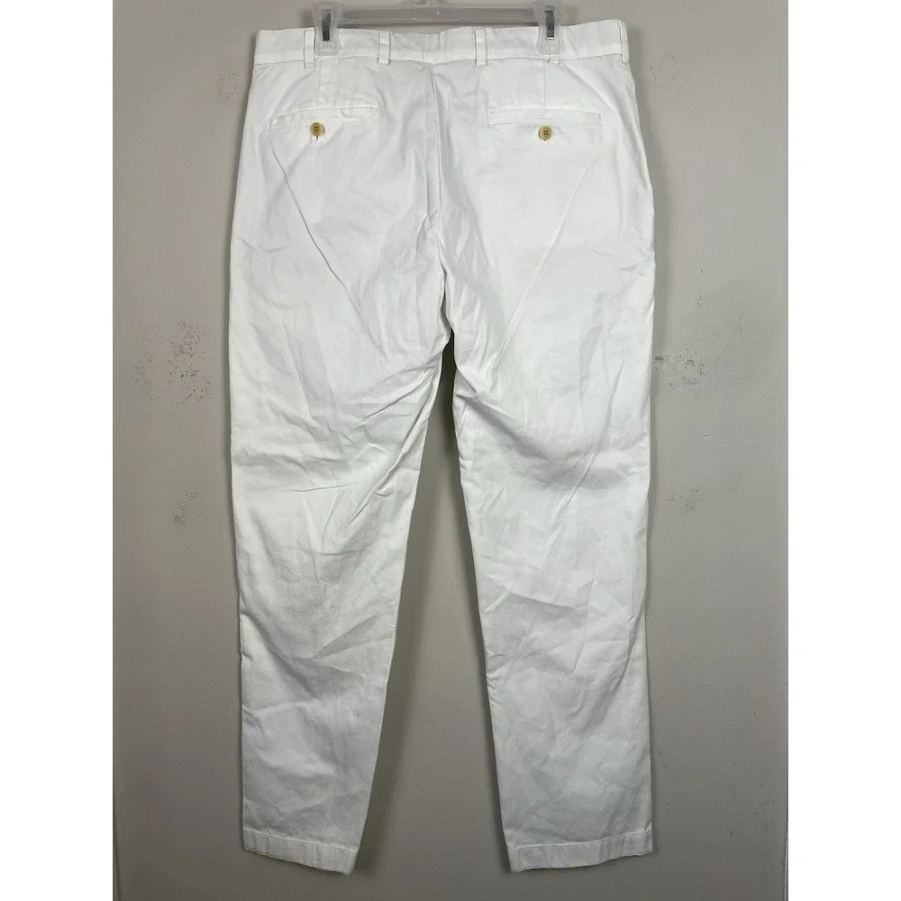 Brooks Brothers Clark Fit Chino Pants Mens 36x32 White Trousers Supima Stretch